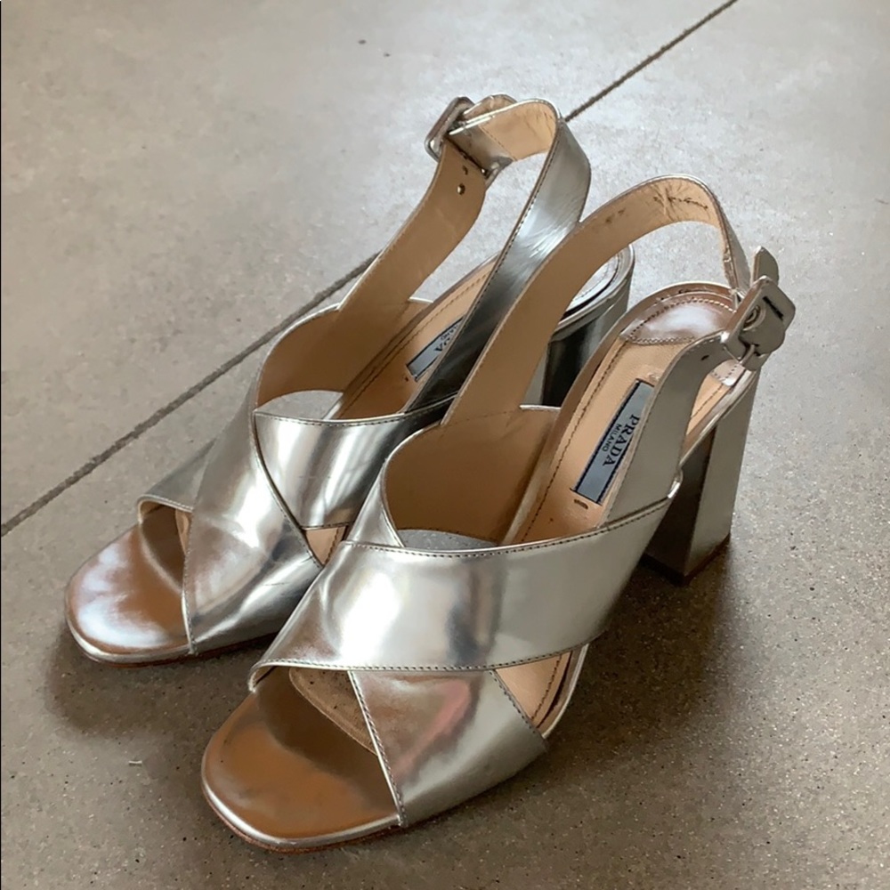 Prada Silver Heels